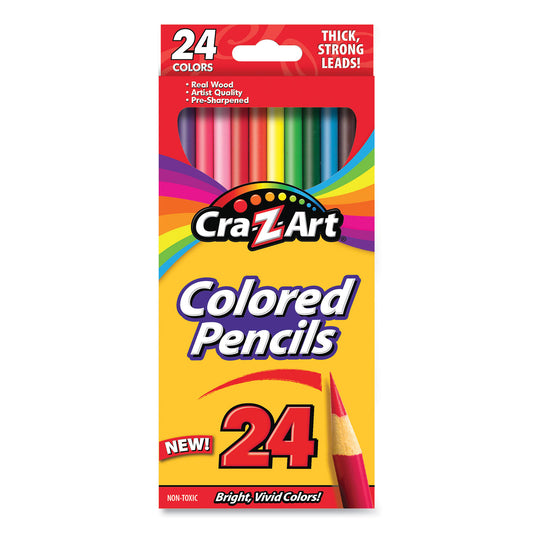 Cra-Z-Art Colored Pencils, 24 Assorted Lead and Barrel Colors, 24/Pack (1040348)