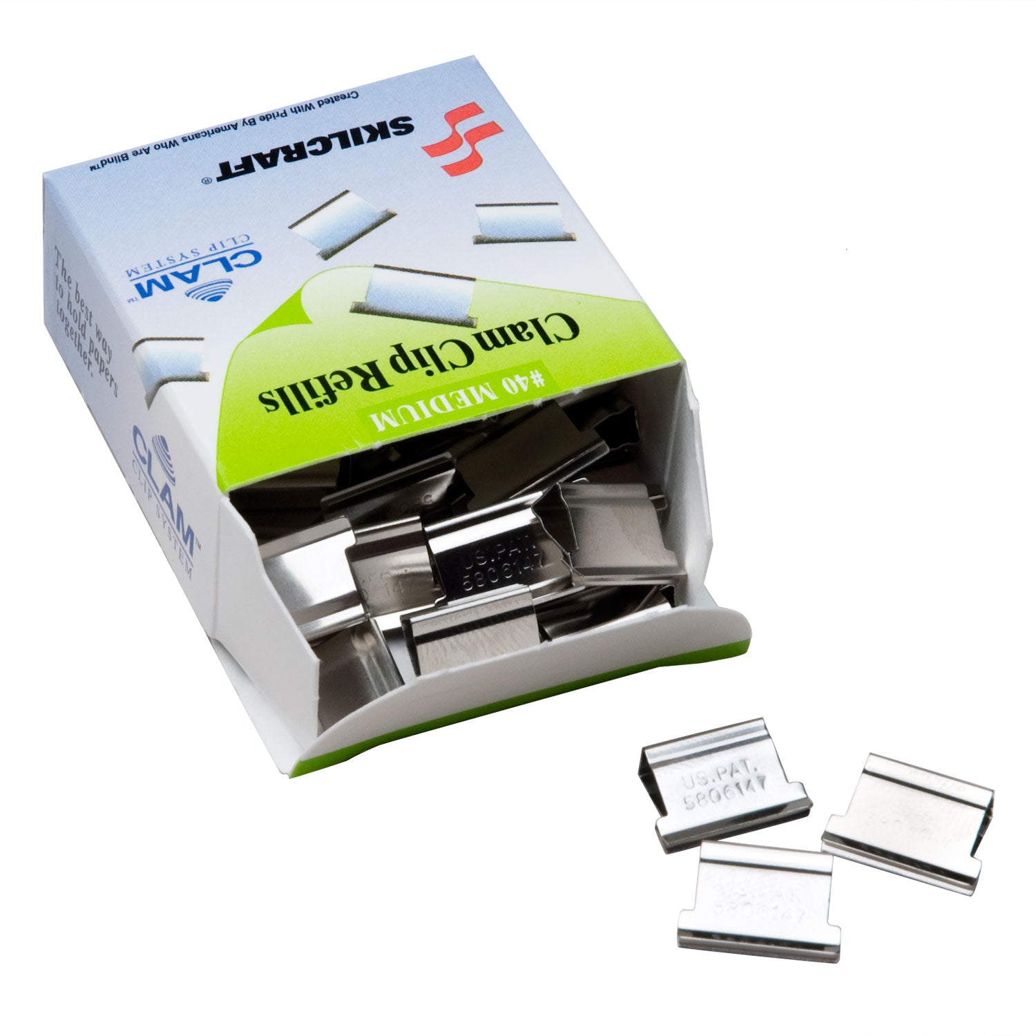 AbilityOne 7510013174228, SKILCRAFT Clam Clip Refill, Medium, Silver, 50/Box