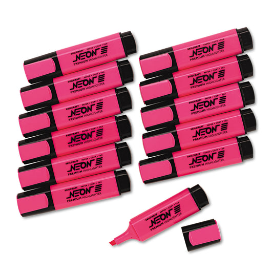 AbilityOne 7520013519146, SKILCRAFT Flat Fluorescent Highlighter, Fluorescent Pink Ink, Chisel Tip, Pink Barrel, Dozen