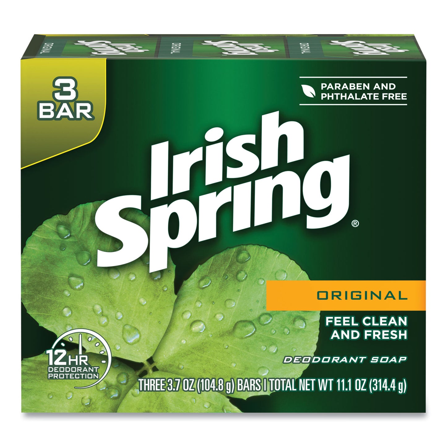 Irish Spring Bar Soap, Clean Fresh Scent, 3.75 oz, 3 Bars/Pack, 18 Packs/Carton (14177)