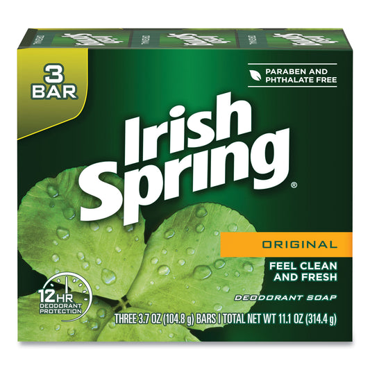 Irish Spring Bar Soap, Clean Fresh Scent, 3.75 oz, 3 Bars/Pack, 18 Packs/Carton (14177)