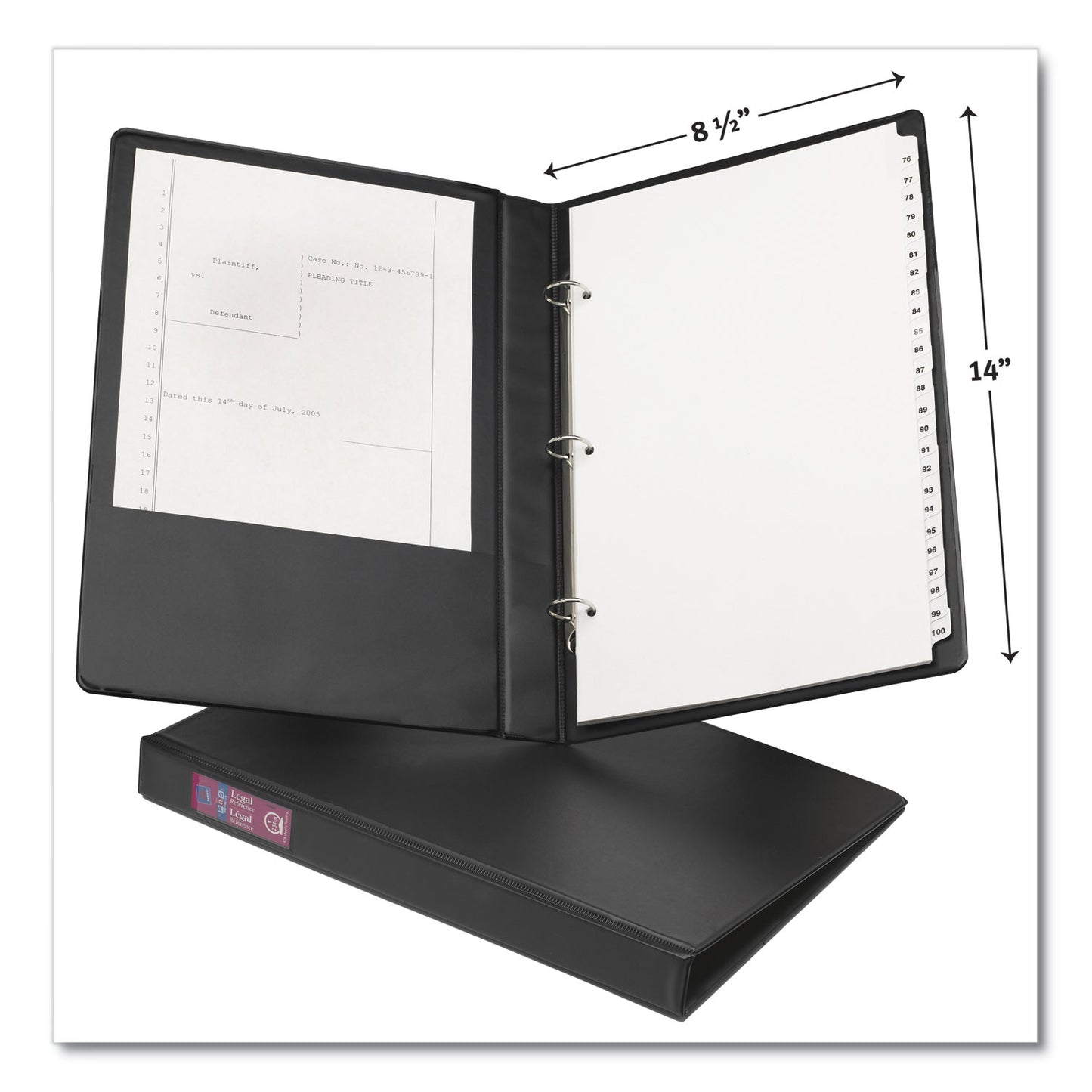 Avery Legal Durable Non-View Binder with Round Rings, 3 Rings, 1" Capacity, 14 x 8.5, Black, (6400) (06400)