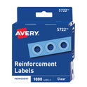 Avery Dispenser Pack Hole Reinforcements, 0.25" Dia, Clear, 1,000/Pack, (5722) (05722)