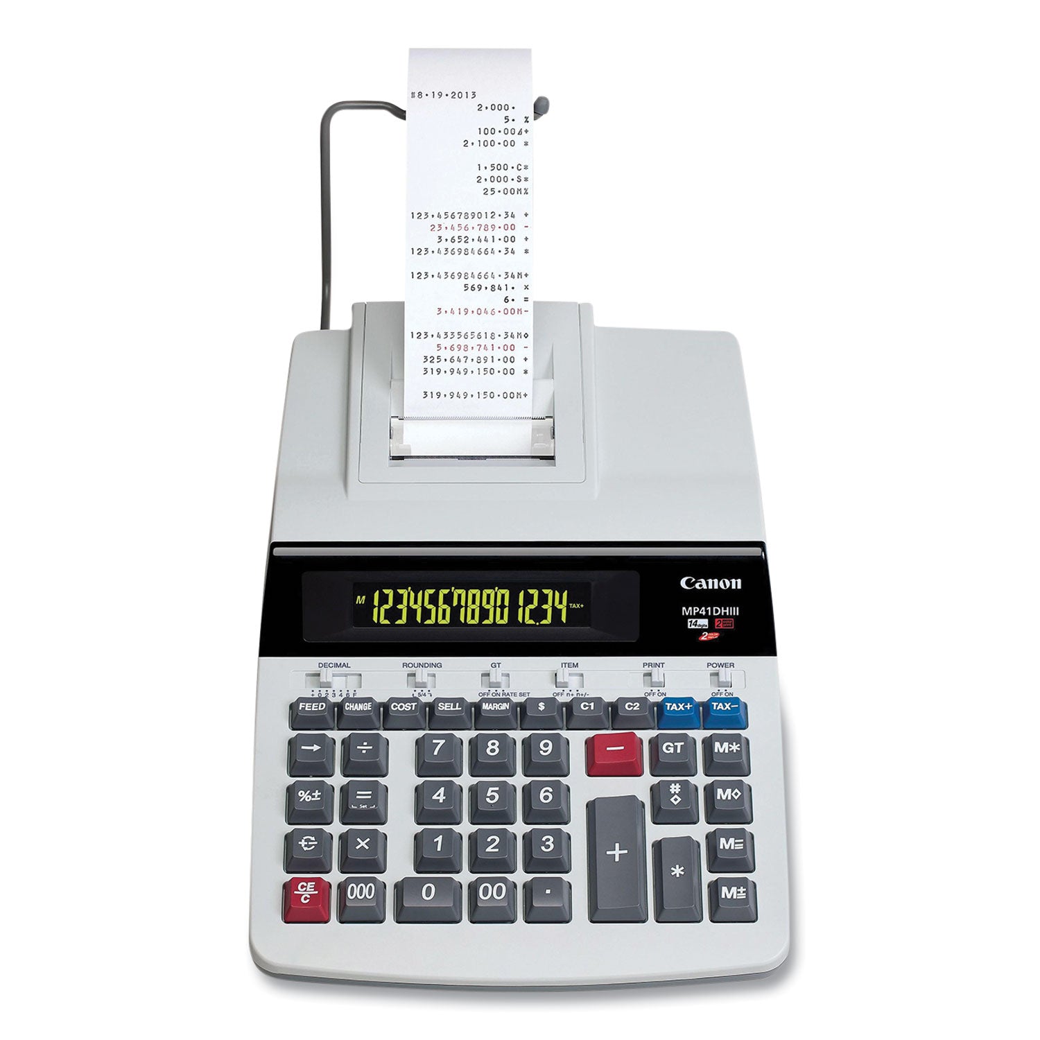 Canon MP41DHIII 14-Digit Desktop Calculator, Black/Red Print, 4.3 Lines/Sec (8709B001AA)