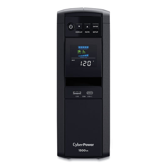 CyberPower PFC Sinewave CP1500PFCLCD UPS Battery Backup, 12 Outlets, 1,500 VA, 1,030 J