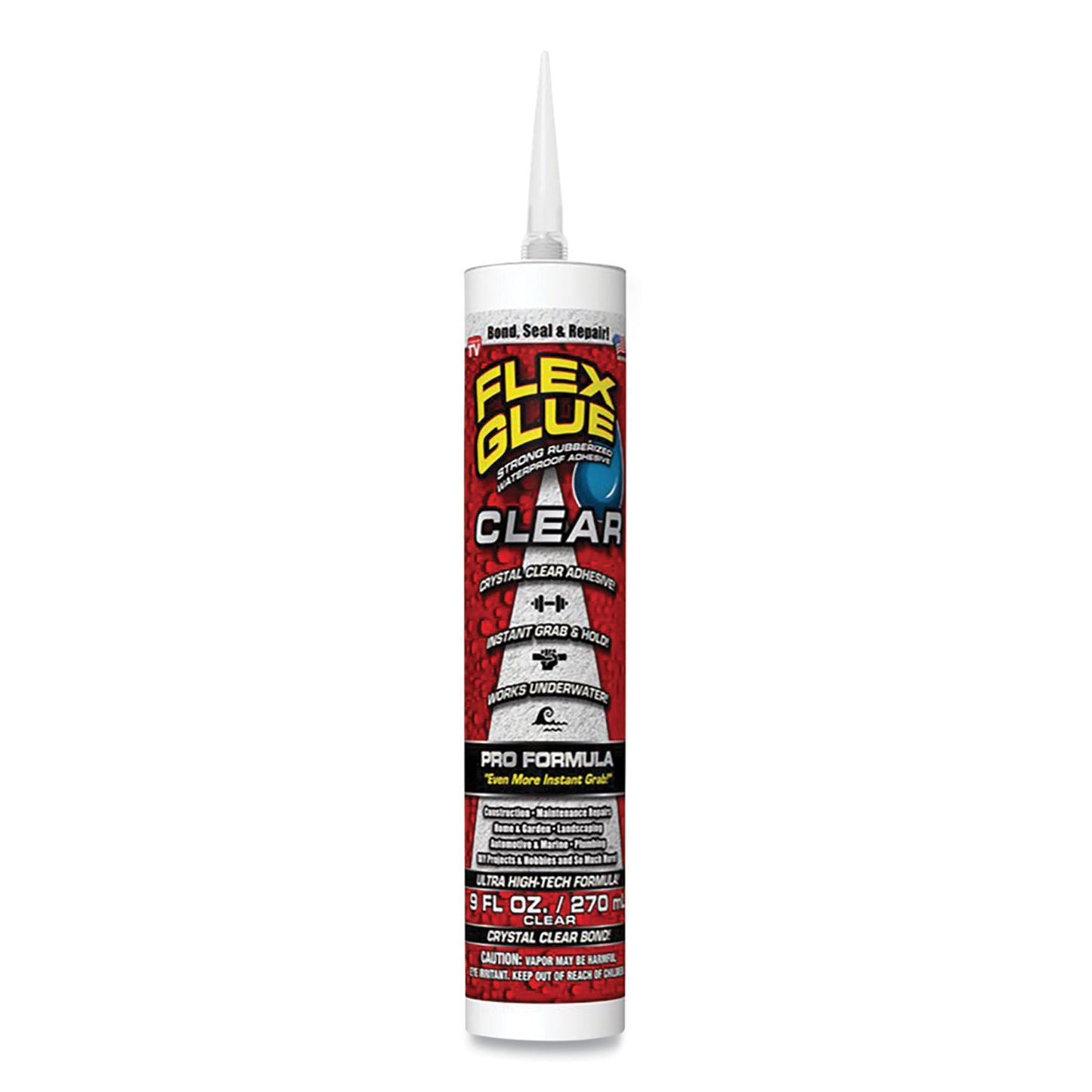 Flex Seal Flex Glue, Pro Formula, 9 oz, Dries Clear (GFSCLRR09)