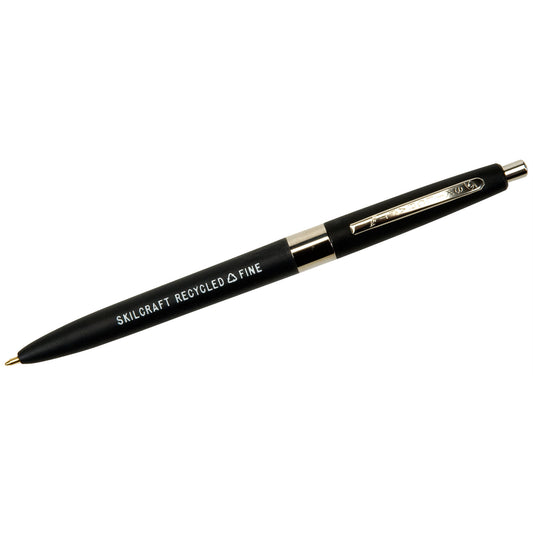 AbilityOne 7520013861618, SKILCRAFT Recycled Ballpoint Pen, Retractable, Fine 0.7 mm, Black Ink, Black Barrel, Dozen