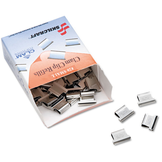 AbilityOne 7510013926512, SKILCRAFT Clam Clip Refill, Small, Silver, 50/Box