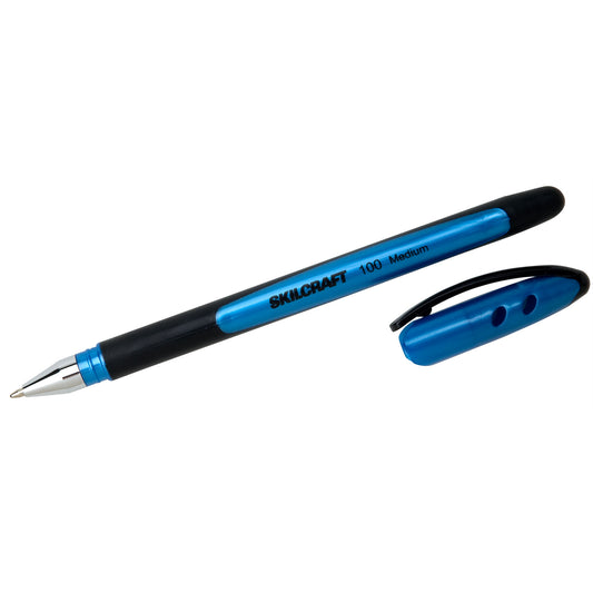 AbilityOne 7520014220313, SKILCRAFT 100 Ballpoint Pen, Stick, Medium 1 mm, Blue Ink, Blue Barrel, Dozen