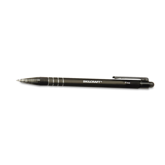 AbilityOne 7520014220315, SKILCRAFT Clean Click Ballpoint Pen, Retractable, Fine 0.7 mm, Black Ink, Black Barrel, Dozen