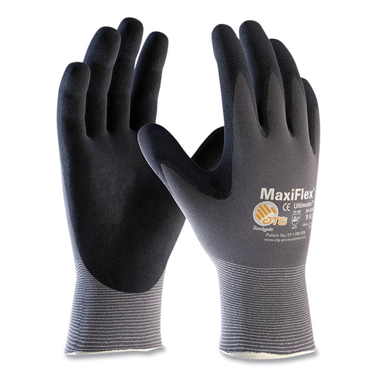 MaxiFlex Ultimate Seamless Knit Nylon Gloves, Nitrile Coated MicroFoam Grip on Palm and Fingers, Small, Gray, 12 Pairs (34874S)