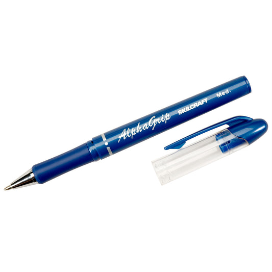 AbilityOne 7520014244872, SKILCRAFT AlphaGrip Ballpoint Pen, Stick, Medium 1 mm, Blue Ink, Blue Barrel, Dozen