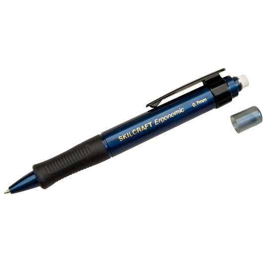 AbilityOne 7520014512270, SKILCRAFT Ergonomic Mechanical Pencil, 0.7 mm, F (#2.5), Black Lead, Blue Barrel, 6/Box