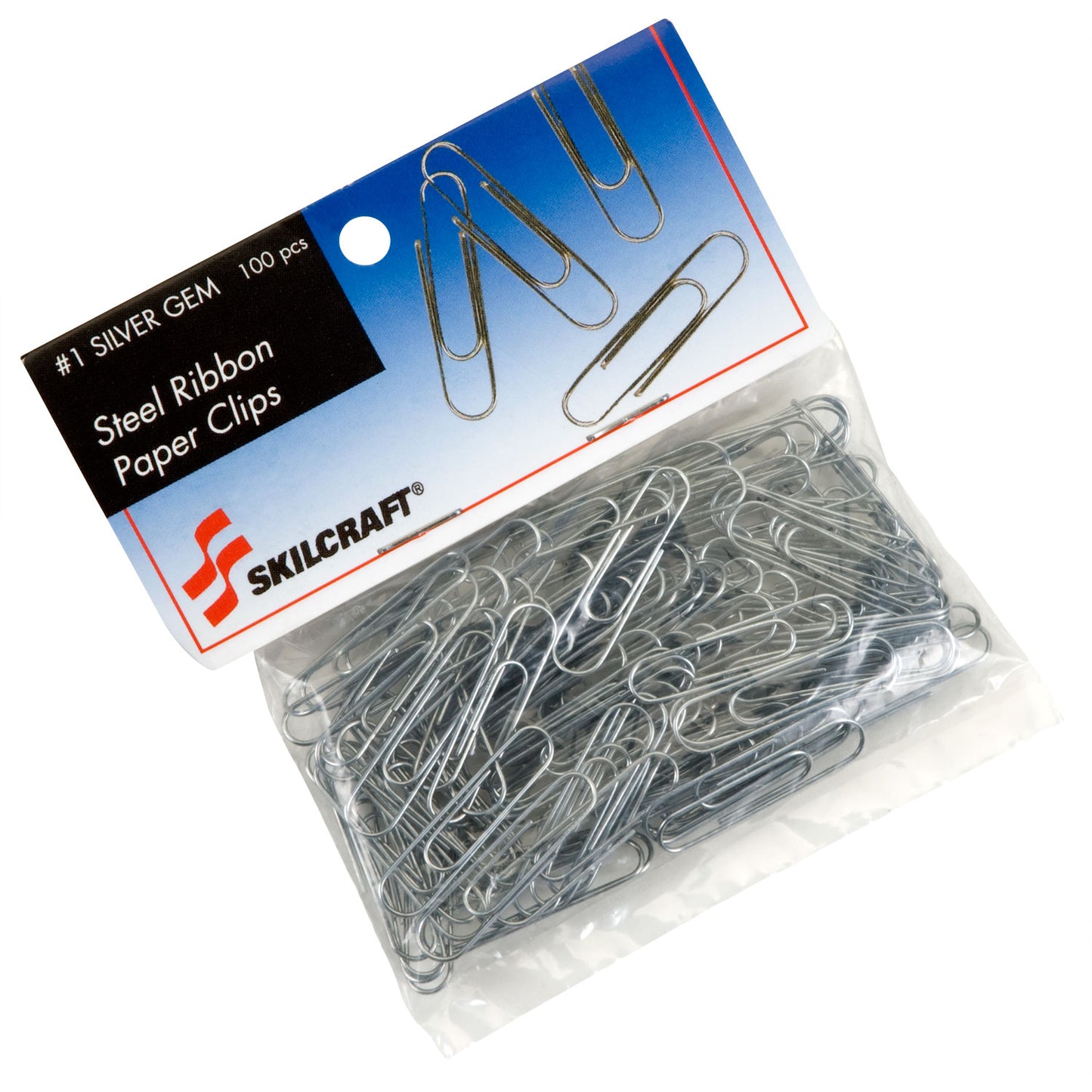 AbilityOne 7510014676738, SKILCRAFT Paper Clips, #1, Smooth, Silver, 100/Pack