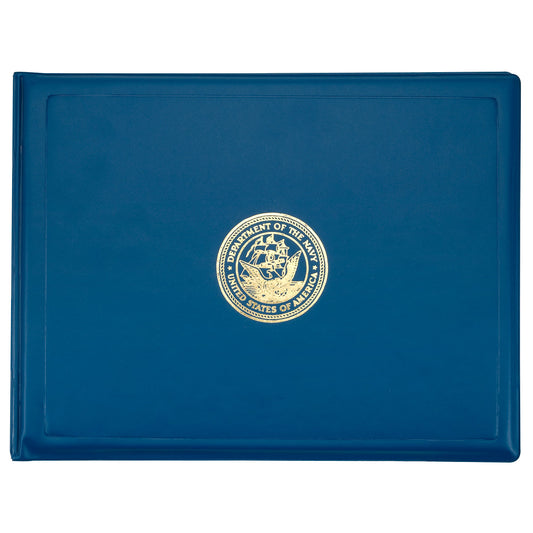 AbilityOne 7510004822994, SKILCRAFT Award Certificate Binder, 8.5 x 11, Navy Seal, Blue/Gold