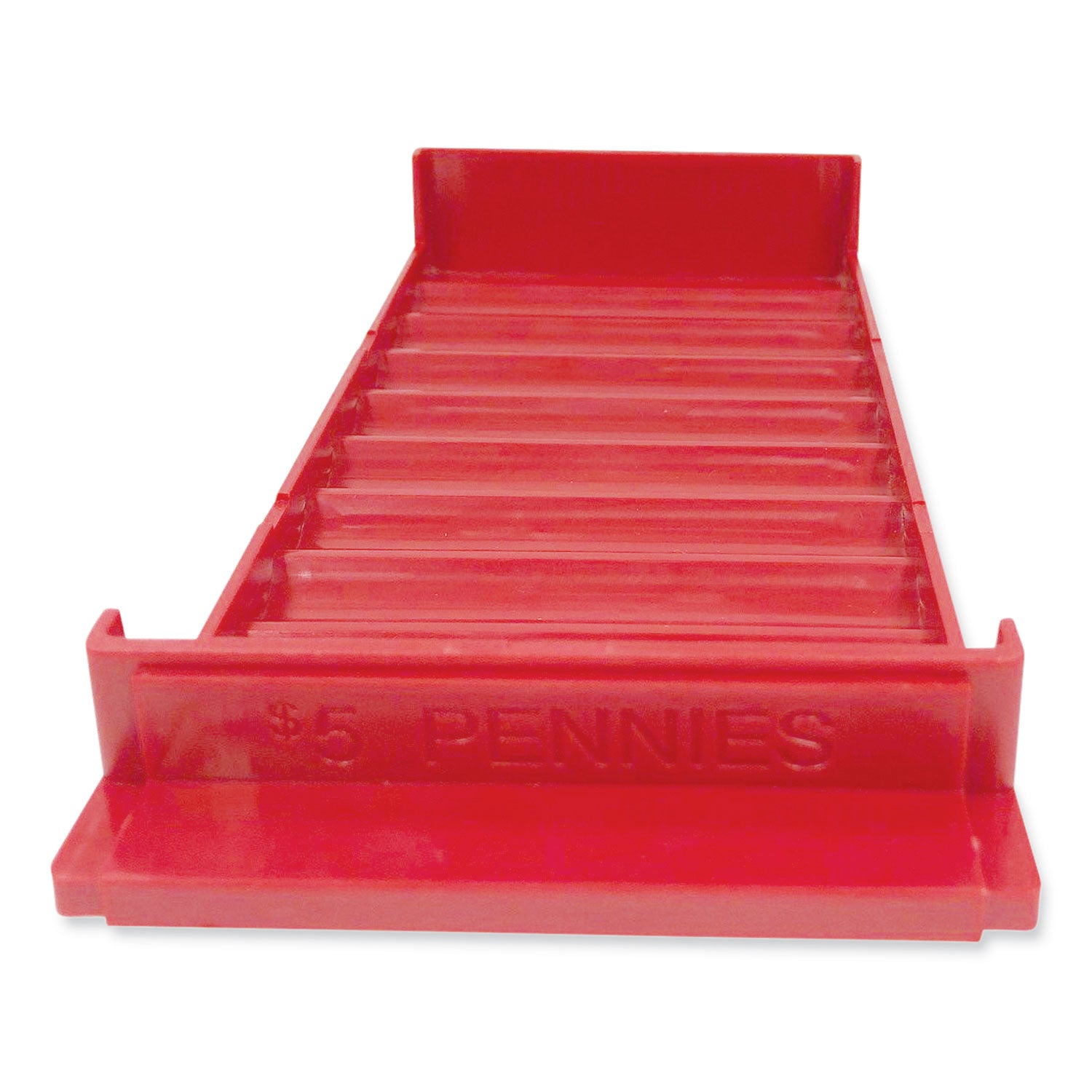 CONTROLTEK Stackable Plastic Coin Tray, Pennies, 10 Compartments, Stackable, 3.75 x 11.5 x 1.5, Red, 2/Pack (560560)