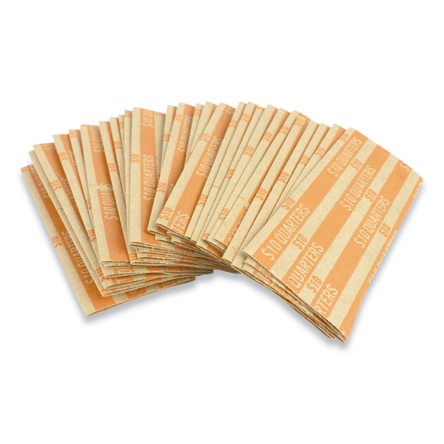 CONTROLTEK Flat Tubular Coin Wrap, Quarters, $10.00, Orange, 1,000/Box (560045)