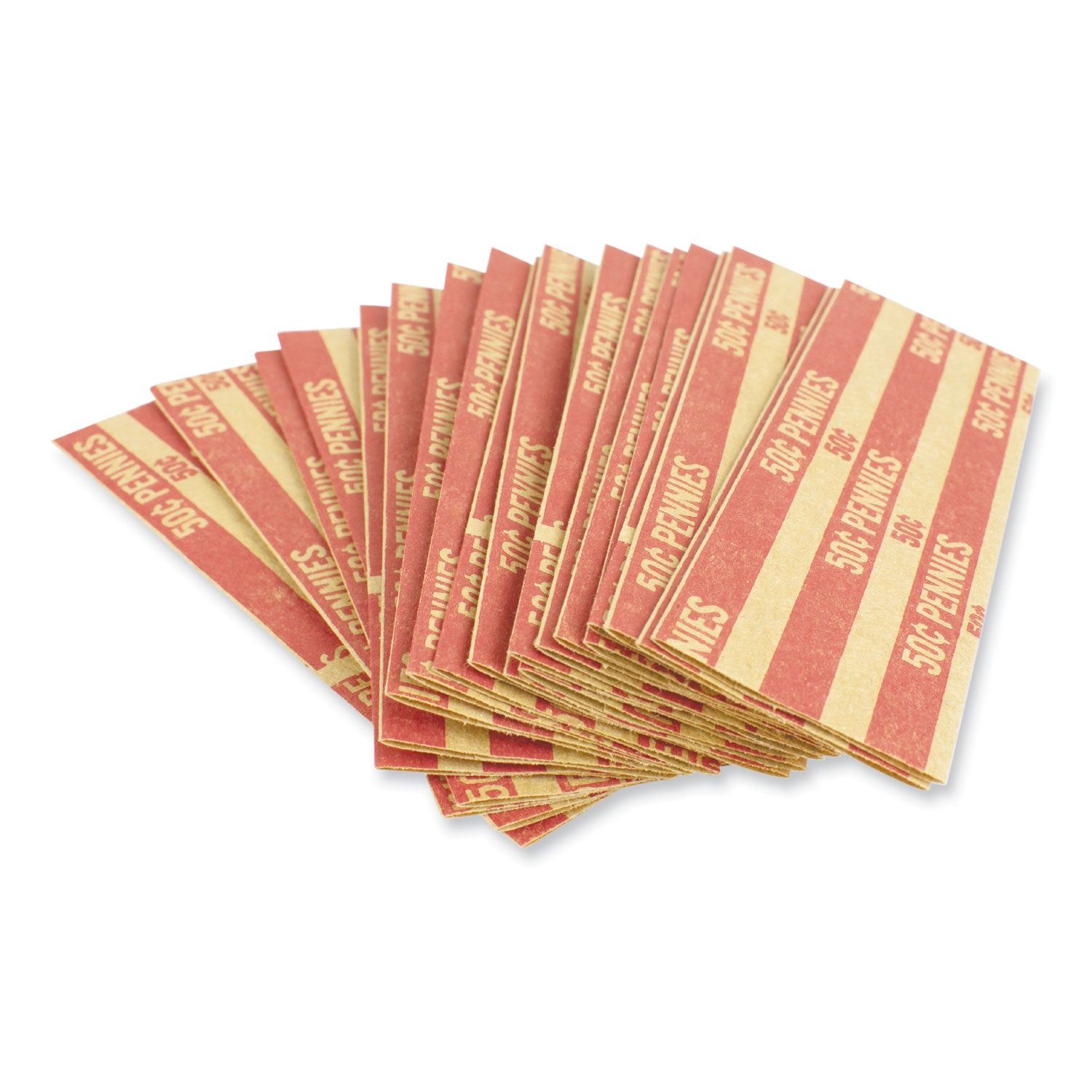 CONTROLTEK Flat Tubular Coin Wrap, Pennies, $0.50, Red, 1,000/Box (560042)