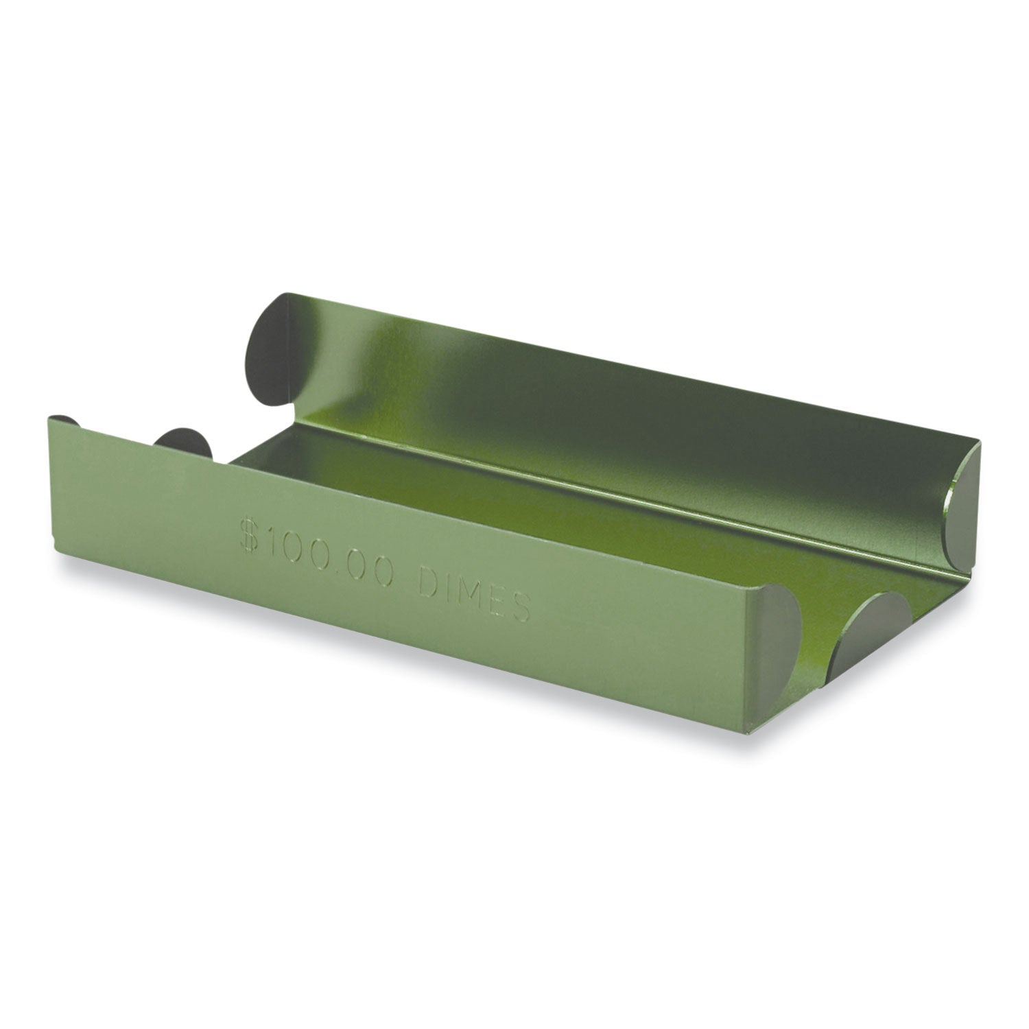 CONTROLTEK Metal Coin Tray, Dimes, Stackable, 3.5 x 10 x 1.75, Green (560067)