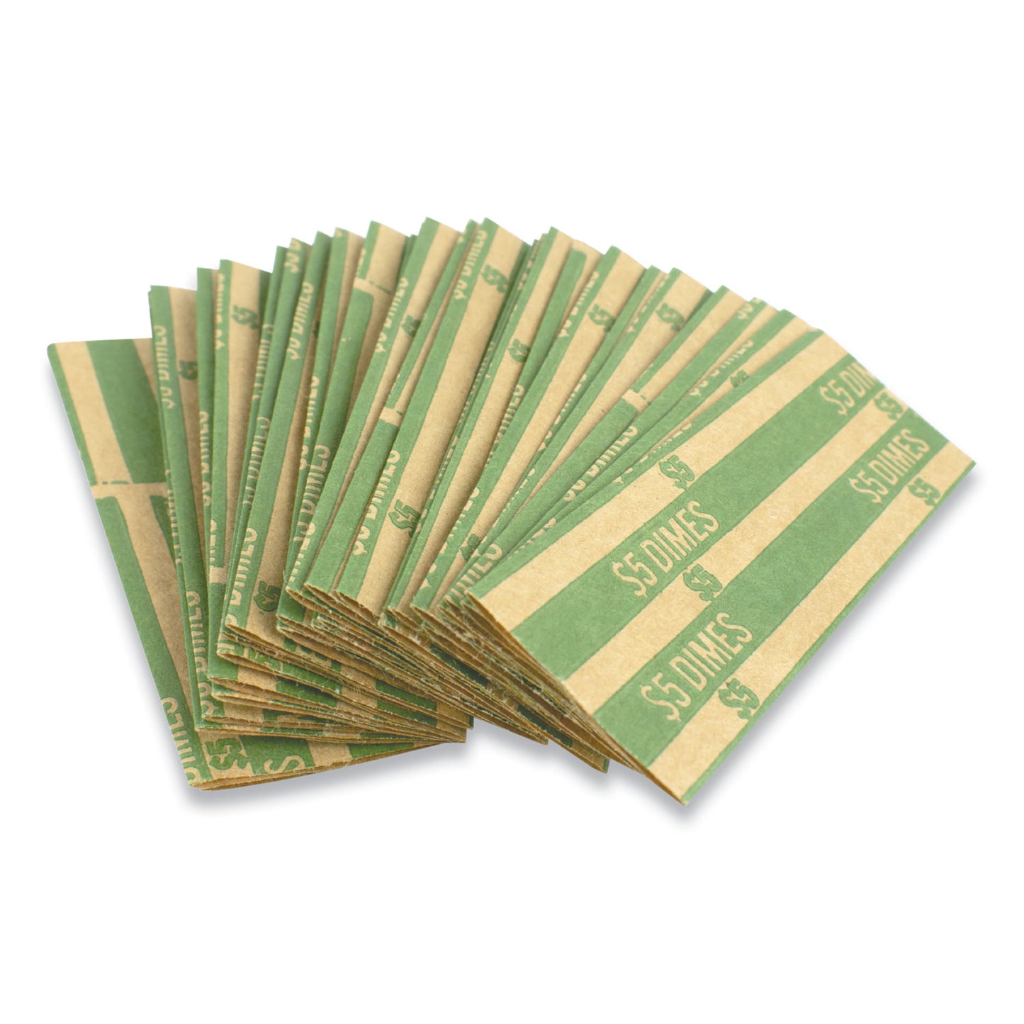 CONTROLTEK Flat Tubular Coin Wrap, Dimes, $5.00, Green, 1,000/Box (560044)