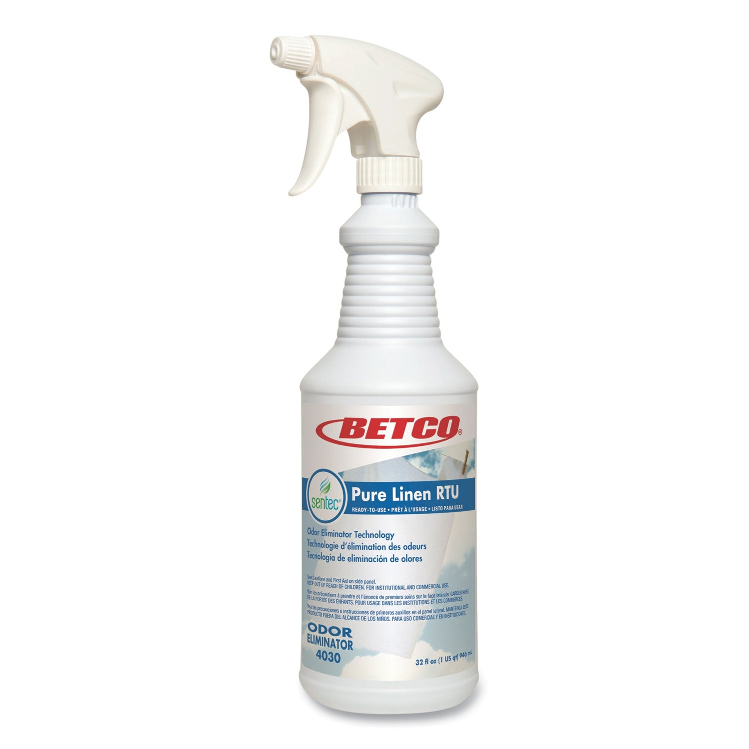 Betco Pure Linen RTU Odor Eliminator, Pure Linen, 32 oz Spray Bottle, 6/Carton (40307000)