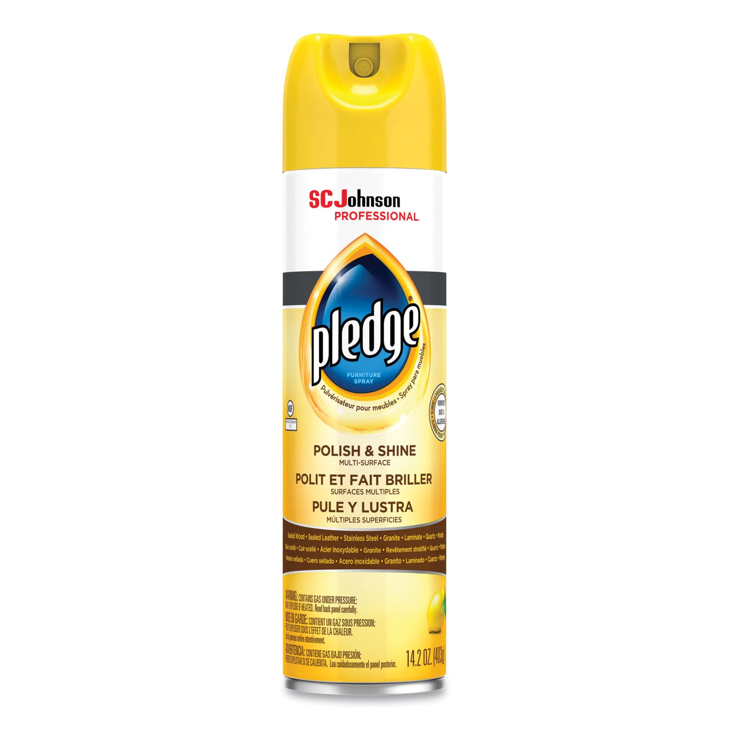 Pledge Furniture Polish, Lemon, 14.2 oz Aerosol Spray (301168EA)