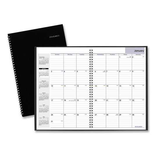 AT-A-GLANCE DayMinder Monthly Planner, Ruled Blocks, 12 x 8, Black Cover, 14-Month: Dec 2024 to Jan 2026 (SK200)