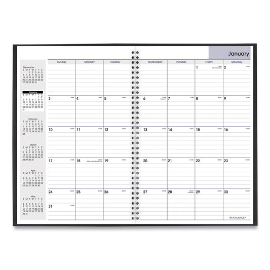 AT-A-GLANCE DayMinder Monthly Planner, Ruled Blocks, 12 x 8, Black Cover, 14-Month: Dec 2024 to Jan 2026 (SK200)