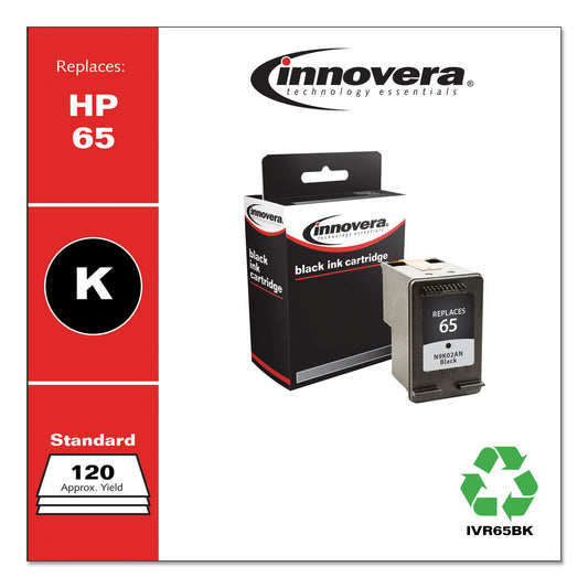Innovera Remanufactured Black Ink, Replacement for 65 (N9K02AN), 120 Page-Yield (65BK)