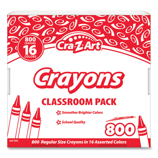 Cra-Z-Art Crayons, 16 Assorted Colors, 800/Pack (74004)