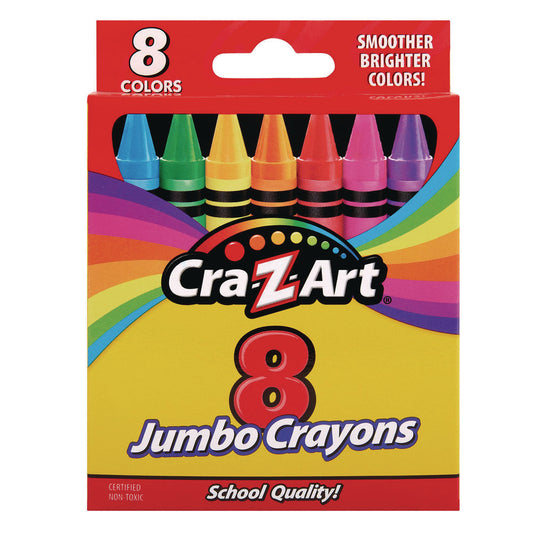 Cra-Z-Art Jumbo Crayons, 8 Assorted Colors, 8/Pack (10203WM48)