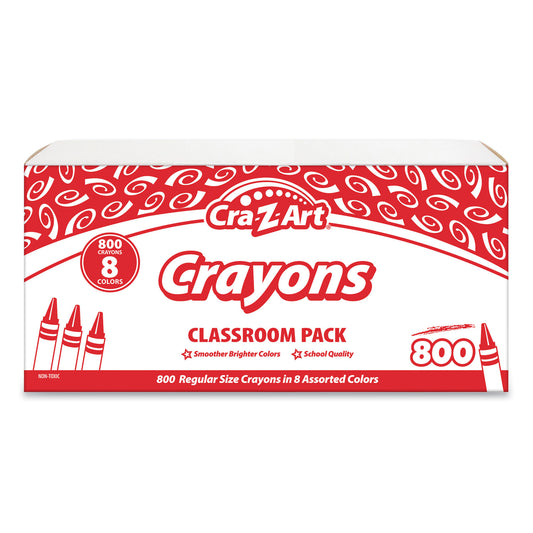 Cra-Z-Art Crayons, 8 Assorted Colors, 800/Pack (740031)