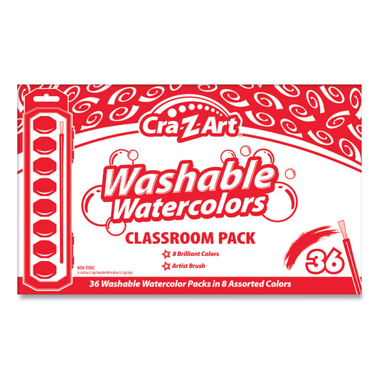 Cra-Z-Art Washable Watercolor Classroom Pack, 8-Color Kits (Assorted Colors), 36 Kits/Box (24011)