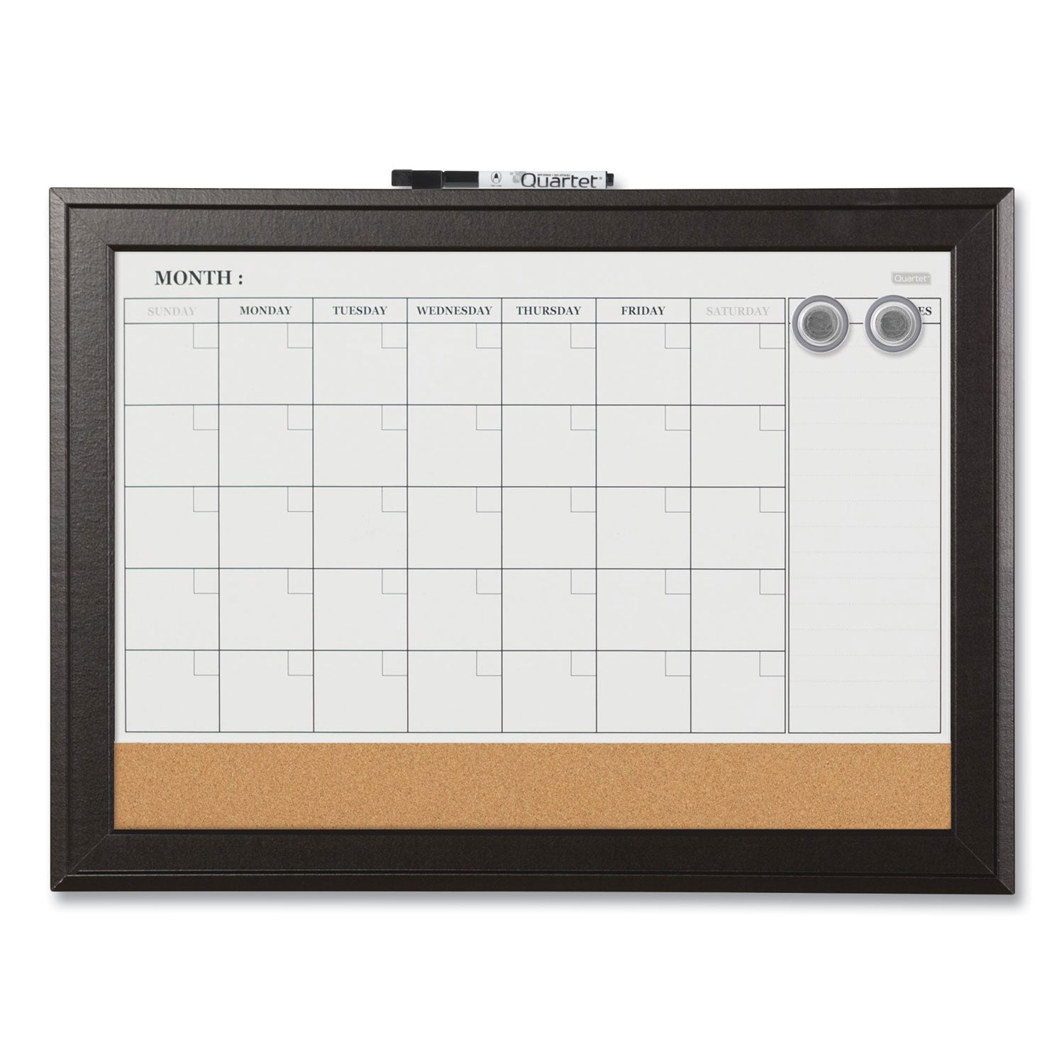 Quartet Home Decor Magnetic Combo Dry Erase Board with Cork Board on Bottom, 23 x 17, Tan/White Surface, Espresso Wood Frame (79275)