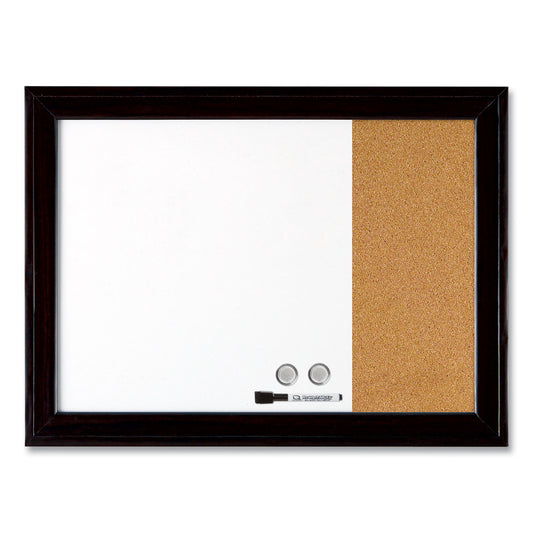 Quartet Home Decor Magnetic Combo Dry Erase Board with Cork Board on Side, 23 x 17, Tan/White Surface, Black Wood Frame (79283)