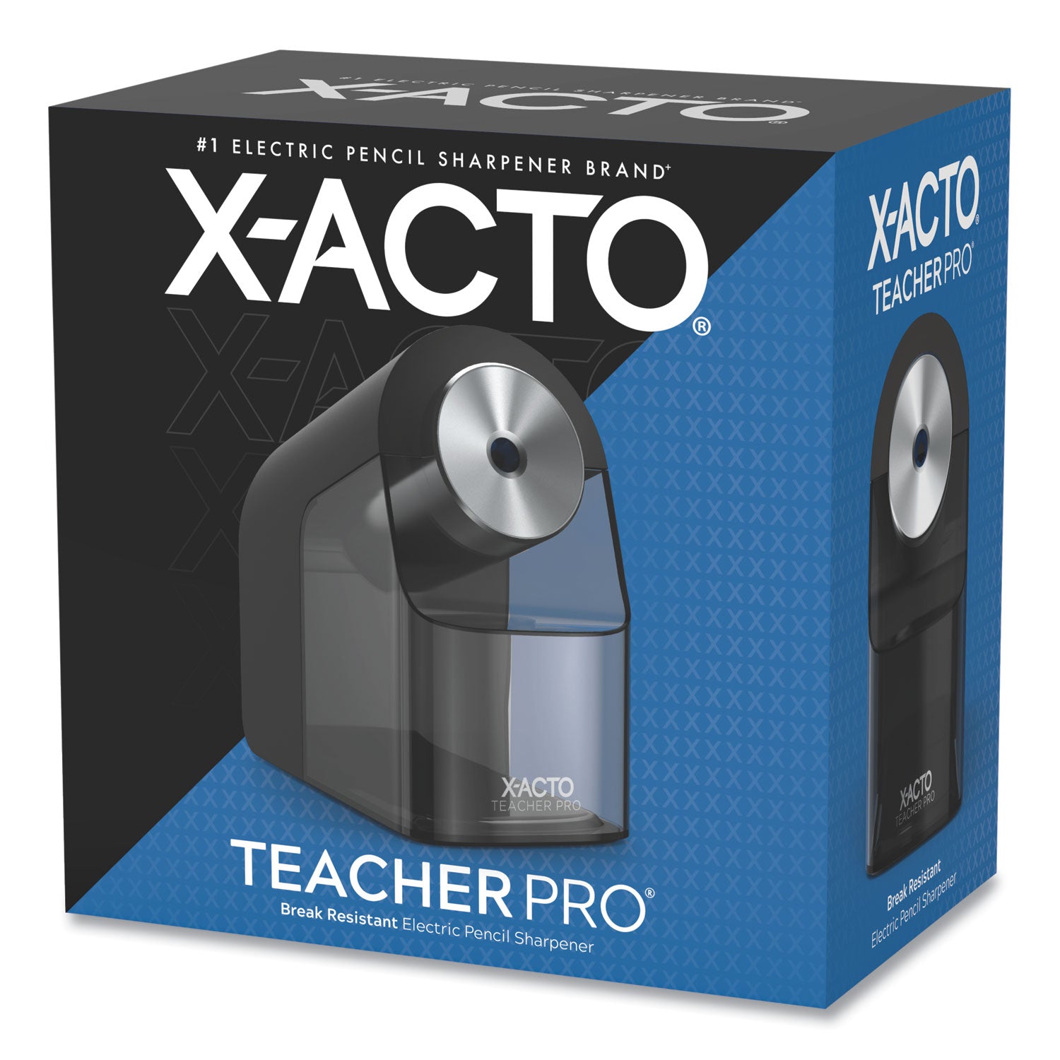 X-ACTO Model 1675 TeacherPro Classroom Electric Pencil Sharpener, AC-Powered, 4 x 7.5 x 8, Black/Silver/Smoke (1675X)