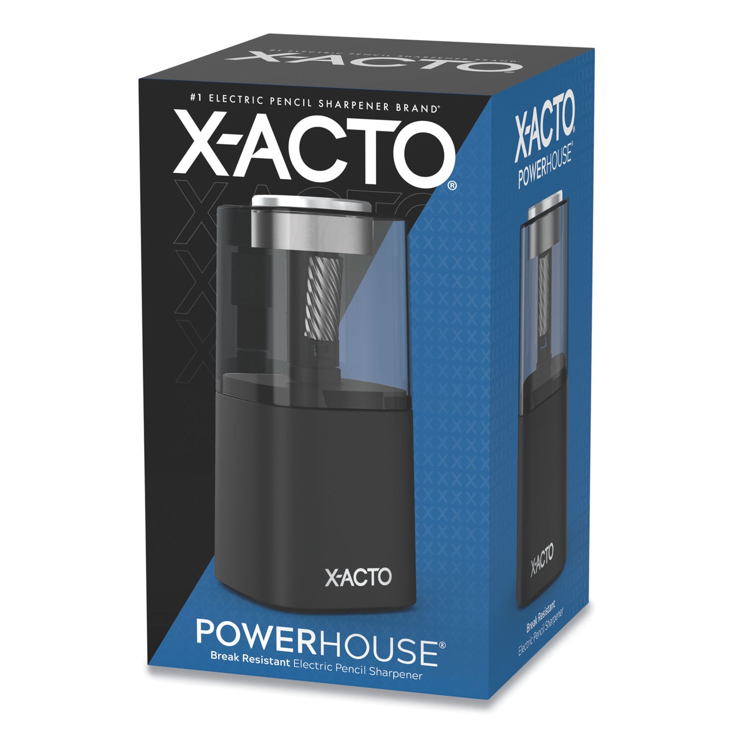 X-ACTO Model 1799 Powerhouse Office Electric Pencil Sharpener, AC-Powered, 3 x 3 x 7, Black/Silver/Smoke (1799X)