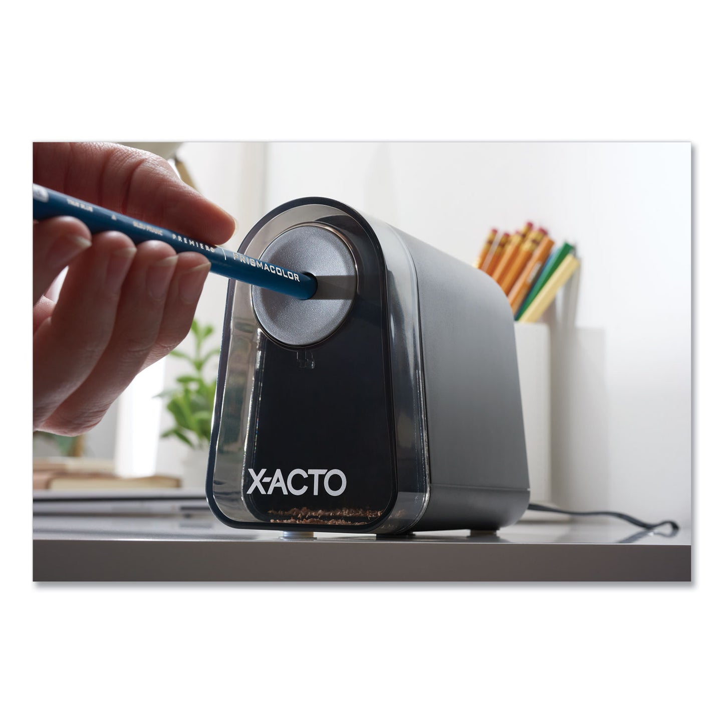 X-ACTO Model 19501 Mighty Mite Home Office Electric Pencil Sharpener, AC-Powered, 3.5 x 5.5 x 4.5, Black/Gray/Smoke (19501X)