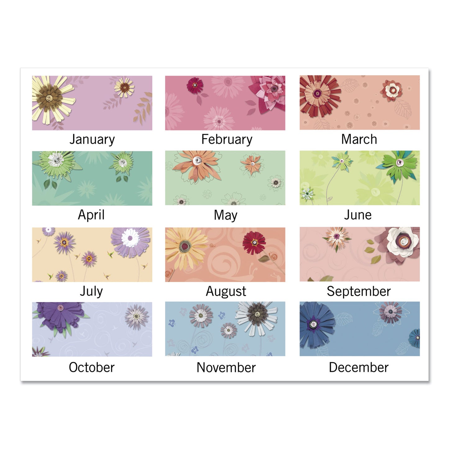 AT-A-GLANCE Paper Flowers Desk Pad, Floral Artwork, 22 x 17, Black Binding, Clear Corners, 12-Month (Jan to Dec): 2025 (5035)