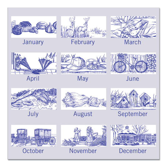 AT-A-GLANCE Illustrators Edition Wall Calendar, Victorian Illustrations Artwork, 12 x 12, White/Blue Sheets, 12-Month (Jan to Dec): 2025 (G100017)