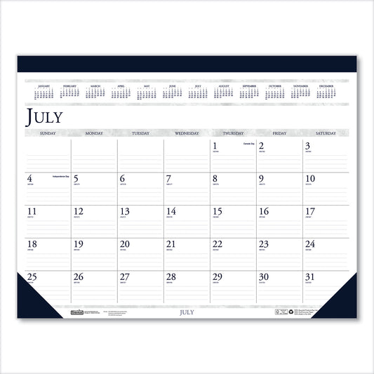 House of Doolittle Recycled Academic Desk Pad Calendar, 22 x 17, White/Blue Sheets, Blue Binding/Corners, 14-Month (July to Aug): 2024 to 2025 (155HD)