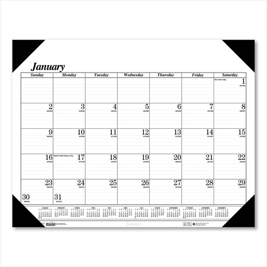 House of Doolittle Recycled One-Color Refillable Monthly Desk Pad Calendar, 22 x 17, White Sheets, Black Binding/Corners,12-Month(Jan-Dec): 2025 (124)