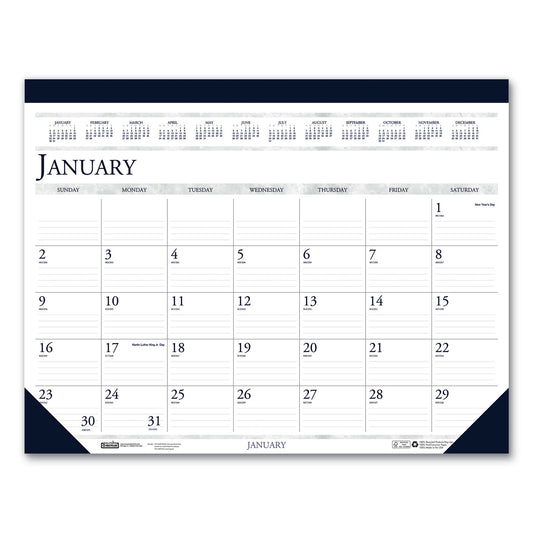 House of Doolittle Recycled Two-Color Monthly Desk Pad Calendar, 22 x 17, Perforated White/Blue/Gray Sheets, 12-Month (Jan-Dec): 2025 (150HD)