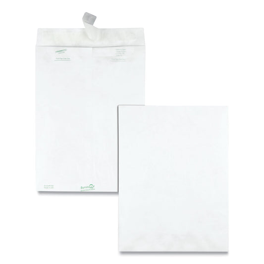 Survivor Lightweight 14 lb Tyvek Catalog Mailers, #10 1/2, Square Flap, Redi-Strip Adhesive Closure, 9 x 12, White, 100/Box (R1460)