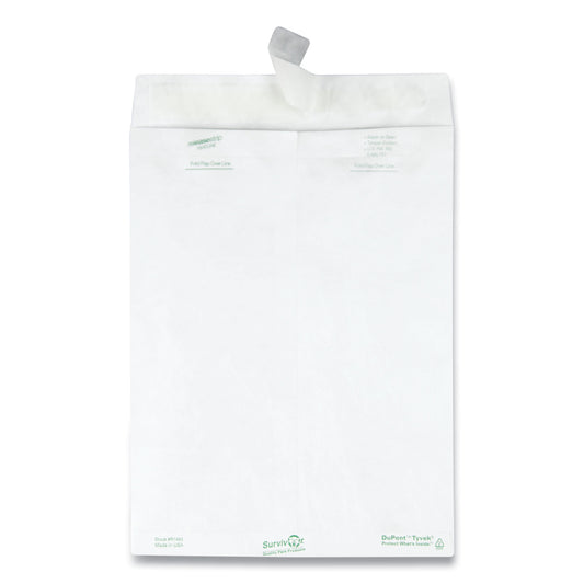 Survivor Lightweight 14 lb Tyvek Catalog Mailers, #10 1/2, Square Flap, Redi-Strip Adhesive Closure, 9 x 12, White, 100/Box (R1460)