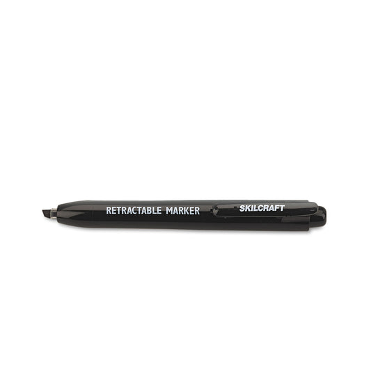 AbilityOne 7520015550297, SKILCRAFT Retractable Permanent Marker, Broad Chisel Tip, Black, 4/Pack