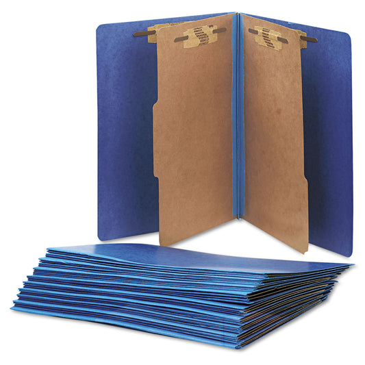 AbilityOne 7530015567914, SKILCRAFT Pressboard Top Tab Classification Folder, 2 Dividers, 6 Fasteners, Letter Size, Dark Blue, 10/Box