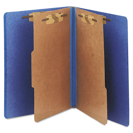 AbilityOne 7530015567914, SKILCRAFT Pressboard Top Tab Classification Folder, 2 Dividers, 6 Fasteners, Letter Size, Dark Blue, 10/Box