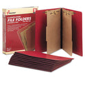 AbilityOne 7530015567917 SKILCRAFT Pressboard Top Tab Classification Folder, 2 Dividers, Letter Size, Dark Red, 10/Box