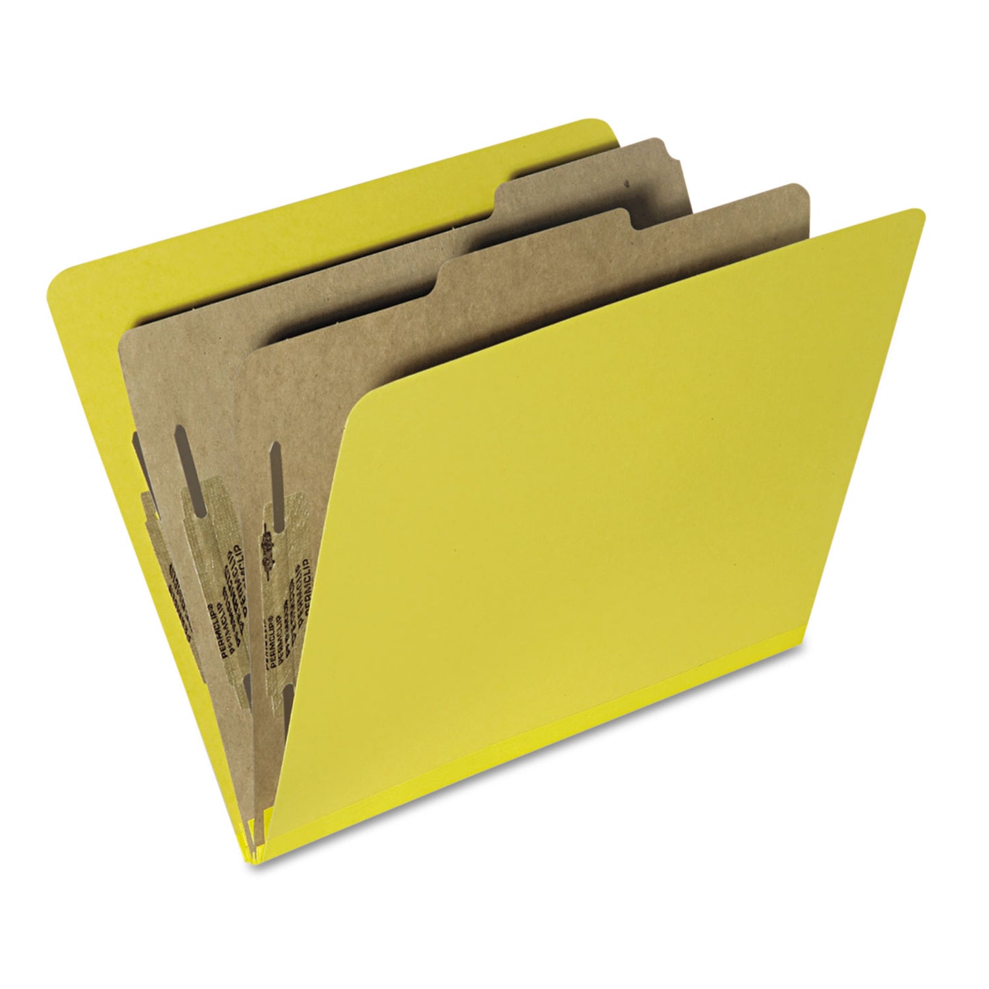 AbilityOne 7530015567918, SKILCRAFT Pressboard Top Tab Classification Folder, 2 Dividers, 6 Fasteners, Letter Size, Yellow, 10/Box